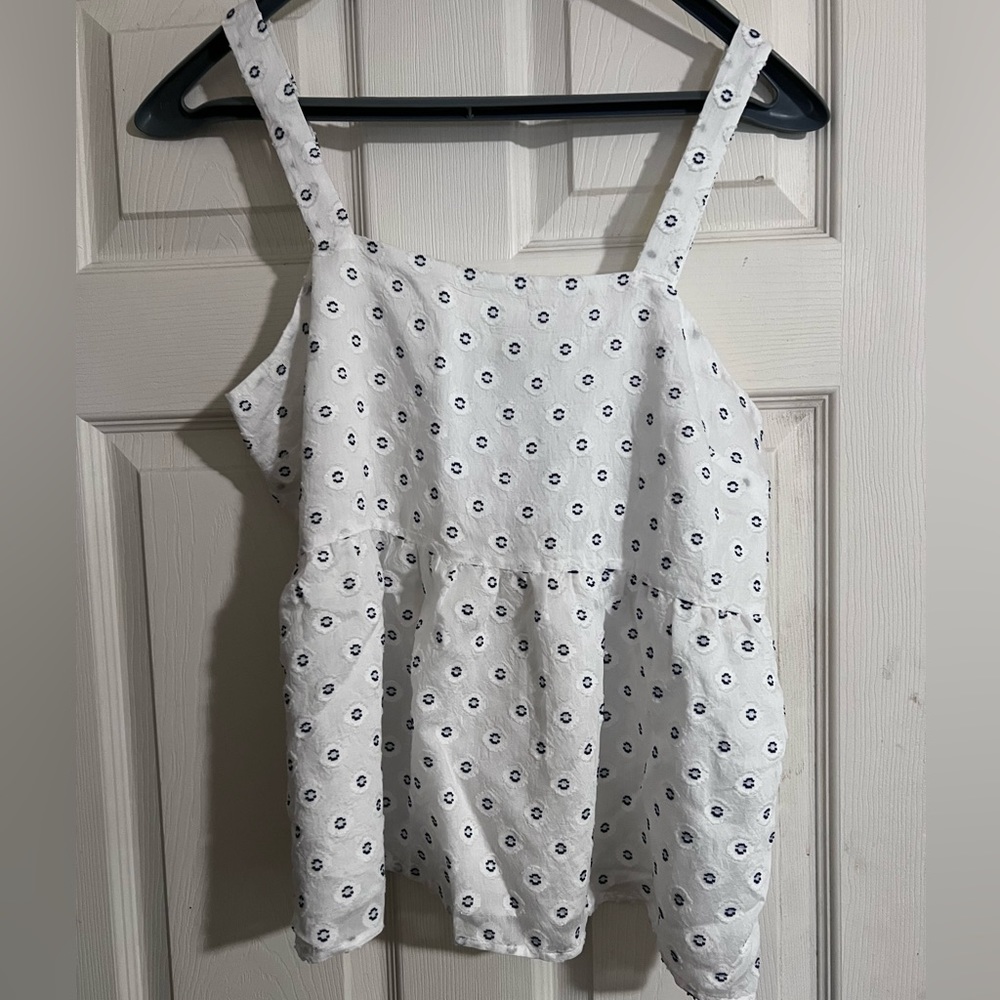 The Loft Polka Dot White Top with straps - NWT - Size 6